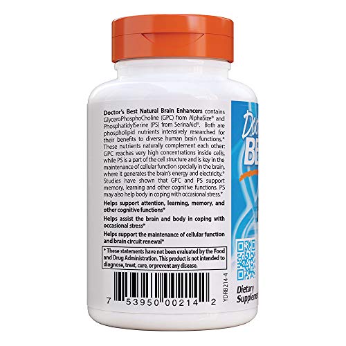 Doctor's Best Natural Brain Enhancers, Non-GMO, Vegan, Gluten Free, 60 Veggie Caps - Image 5