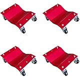 MTB 4 Pack Red 12x16 Inch Heavy Duty Wheel Dolly Car Tire Stakes Set 6800lbs Total Capacity for Tow or Vehicle Storage Furnit
