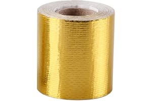 db11 YXT Adhesive Backed Heat Barrier Tape Roll, Glassfiber Heat Shield Reflective Tape Wrap Roll 2'' x 16.4'(5M) for Car Intake Pipe, Engine Bay (Gold)