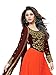 Sourbh Women's Orange Faux Georgette Embroidered Semi-Stitched Partywear Dress Material
