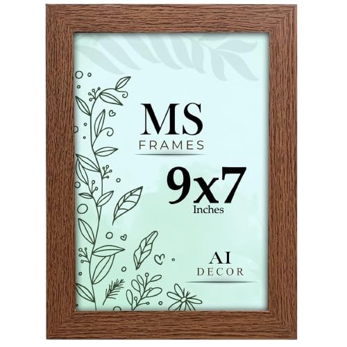 AI Decor 9x7 Inch Dark Oak Picture Frames (22.9x17.8 cm) Poster Frame - Clear Acrylic Display Poster MDF Wooden Portrait/Panoramic - Flat Wall Mount Hang Hooks & Free Tabletop Stand