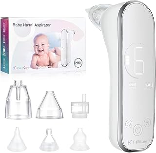 Baby Nasensauger, HailiCare 2 in 1 elektrischer Baby Nasensauger und Mitesserentferner, USB-Aufladung mit 6 Saugstufen im Gesicht, 3 austauschbare Rotzsaugerdüsen, tragbarer Baby-Nasenstaubsauger