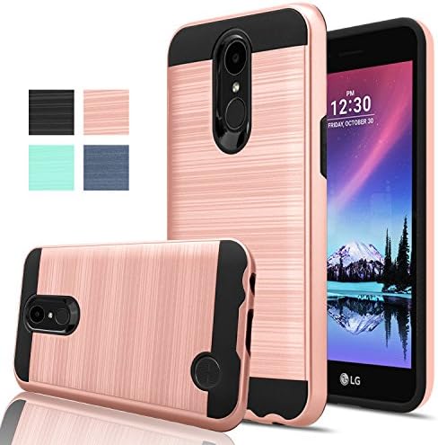 LG K20 V Case,LG K20 Plus / LG K10 2017 / LG VS501 / LG Grace / LG Harmony Case With HD Screen Protector,Aomax Dual Layer Shockproof Non-slip Hybrid Silicone Rubber For LG K10 2017 VLS Rose Gold