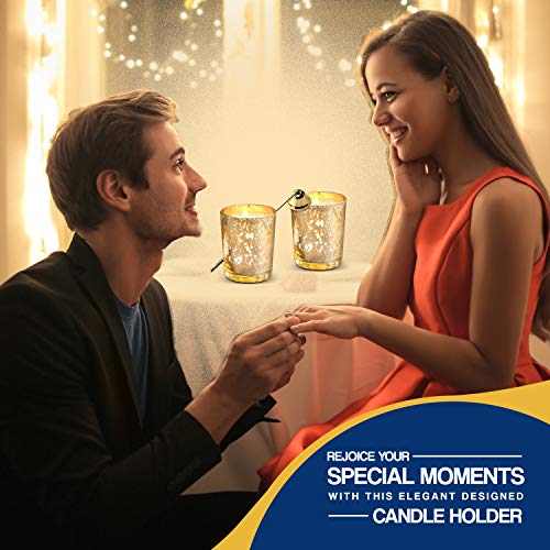 RFAQK Gold Votive Candle Holder with Metallic Plate and Candle Snuffer