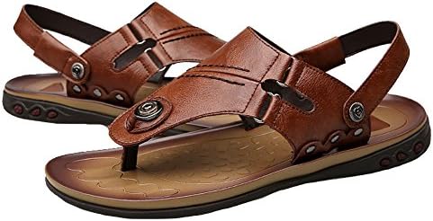Vogana Mens 2 Style Fashion Thong Sandals Sand Beach Flip-Flops (12 M, Brown)