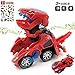 Dinosaur Cars Transforming Toys,Transforming Dinosaur LED Car with Light Sound Kids Toy,Dinosaur Cars Combined Into One,Automatic Transformation,2-8 Year Old Boys Girls Toddlers Kids Gift (Red)