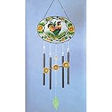 Bits and Pieces - Home and Garden Décor - Artistic Stained Glass Rooster Suncatcher and Wind Chimes - Hand Painted Rooster Creates a Stunning Window Display With a Side of Music