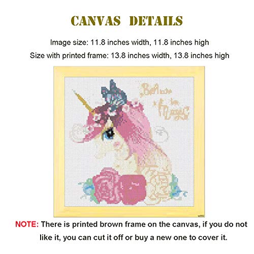 Diamond Painting Kits for Adults, 5D Full Drill Round Gem Paint Kit by Numbers, Rainbow Unicorn Arts Craft for Home Wall Decor(Pink, 11.8Wx11.8L)