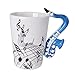 Novelty Saxophone Handle Music Mug Unique Art Musical Notes Holds Tea Coffee Milk Ceramic Mug Cup 300ml Best Gift,Black