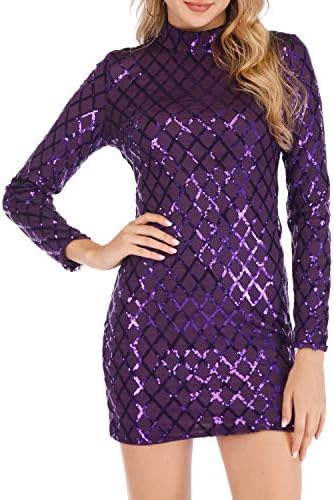 WERIDEDIRT Sequin Sparking Shinning High Neck Black Gold Bodycon Sheath Party Dress for Women
