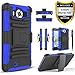 Lumia 950 Case, Combo Rugged Shell Cover Holster with Built-in Kickstand and Holster Locking Belt Clip + Circle(TM) Stylus Touch Screen Pen And Screen Protector - Blue