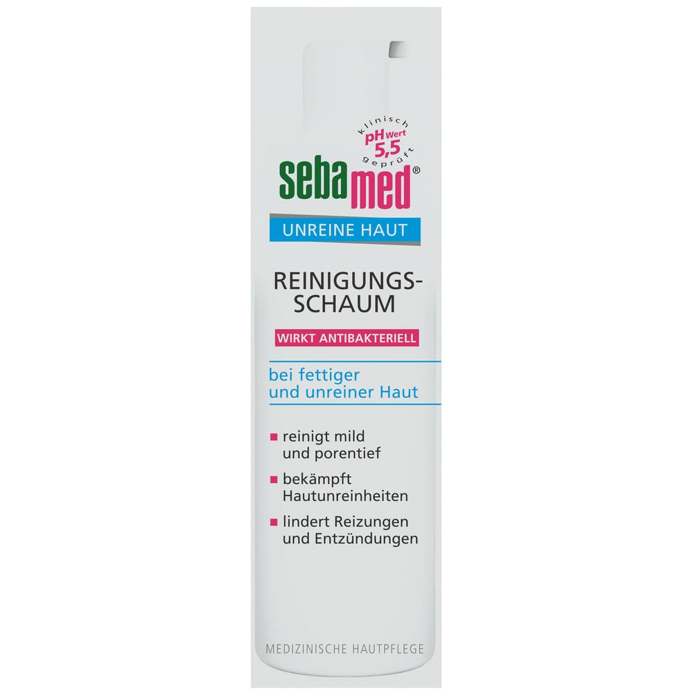 Sebamed Unreine Haut Reinigungsschaum, Gesichtsreinigung bei fettiger und unreiner Haut, ohne Mikroplastik,150 ml