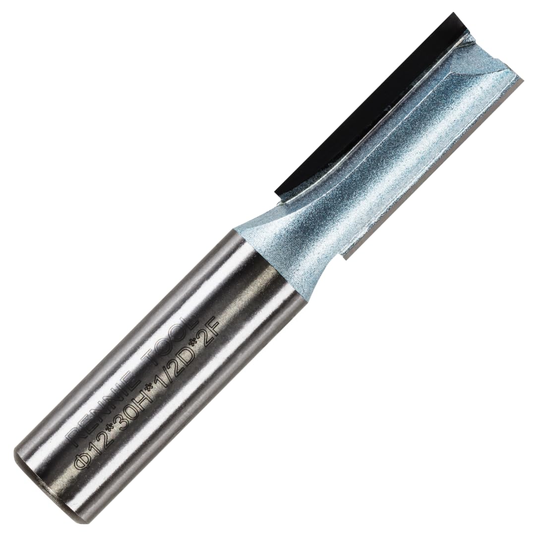 Rennie Tools - 12mm Cutting Diameter x 30mm Flute x 1/2" Shank TCT Tipped 2 Flute Straight Router Cutter Bit. Compatible With Makita Trend Festool Hikoki Dewalt Router Etc. 12mm Router Bit