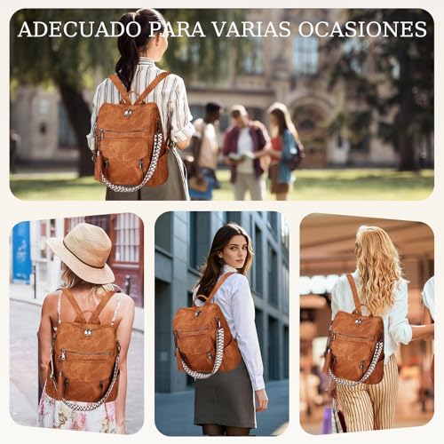 LEASOUL Women's Vegan Leather Waterproof and Anti-Theft Stylish Laptop Backpack for Office, University and Travel