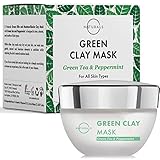 O Naturals Moisturizing Face Mask. Green Clay, Retinol Collagen Boosting, Kaolin Vitamin A, E. Minimize Pores Blackheads Cleanses Oily Skin Treat Dark Spots Acne Scars. Green Tea, Peppermint Oil 1.7oz