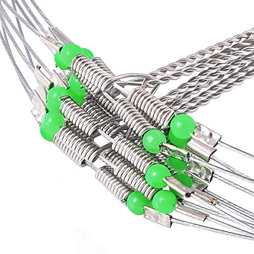 SETLUX Wire Trace Leader Rig Stainless Steel 10x 2 Arms Fishing Rigs Tackle Lure Swivel Snaps Beads - Thumbnail 2