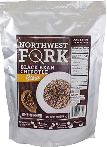 NorthWest ForkBlack Bean Chipotle Stew (Gluten-Free, Non-GMO, Kosher, Vegan) 15 Serving Bag - 10+ Year Shelf Life