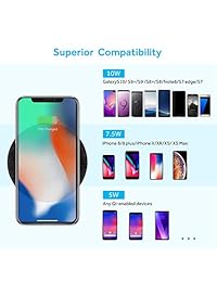 Lecone 10W cargador inalámbrico rápido Qi Certified Tela de carga inalámbrica inalámbrica Compatible con iPhone Xs MAX   XR   XS   X   8 8 Plus, 10W Samsung Galaxy S10   S9   S9 +   S8   S8 + y más de carga rápida, 10W y más, negro