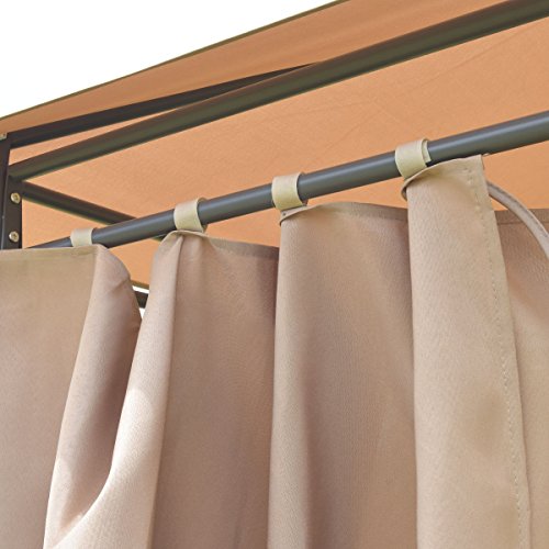 oldzon Outdoor 10'x13' Gazebo Canopy Tent Shelter Awning Steel Frame W/Walls Brown with Ebook