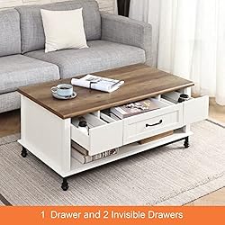 WAMPAT Premium Farmhouse Coffee Table Set of 2, 1