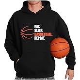 Tstars Basketball Hoodie for Men - Eat Sleep Ball Repeat Pullover - Gift for Coaches, Players, and Fans