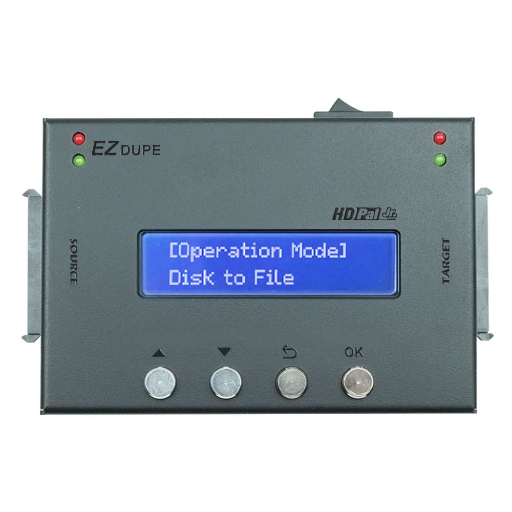 EZ DUPE 1 to 1 HDD SSD Duplicator – Image File Backup Cloner – Standalone Hard Disk Drive 2.5" & 3.5" SATA IDE Copier & DoD Eraser (HD Pal Jr.)