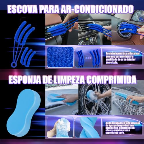 Kit Limpeza Automotiva, Kit Lavagem Automotiva, Lavar Carro, Pincel Automotivo, Conjunto de Pinceis de Detalhamento, Detalhes de Carro com 22 Peças, Lavar, Esponja Automotiva