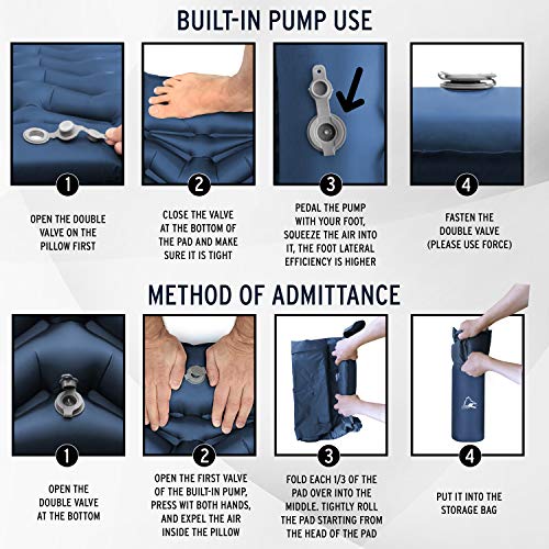 HETUAF Camping Sleeping Pad Builtin Inflatable Pump Foot Press