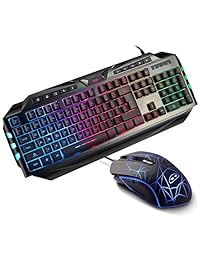 MageGee - Teclado para juegos y ratón, teclado con retroiluminación y ratón para juegos, teclado para PC y ratón DPI ajustable para PC loptop MAC