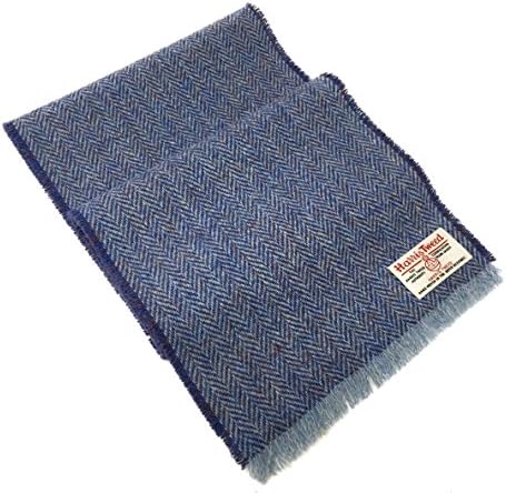 Harris Tweed Light Blue Herringbone Design Wool Scarf