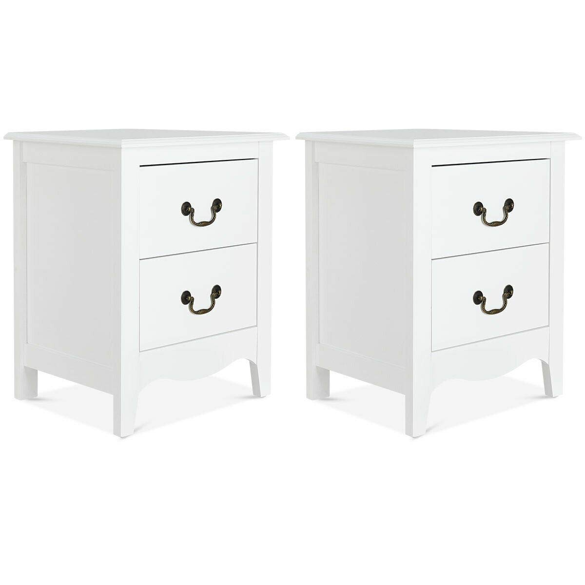 Bedroom End Side Table Giantex Nightstand Bedside Table Cabinet Bedroom Furniture Storage Bedside Sofa Table W 2 Drawers For Living Room 2 Toys Games Nightstands