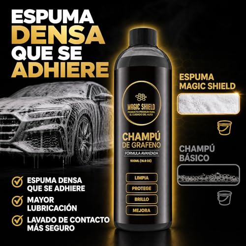 Magic Shield Champú de Grafeno – Lavado de Autos pH Neutro | Protección Hidrofóbica & SiO2 | Limpieza Profunda & Brillo Mejorado | Seguro para Recubrimientos Cerámicos & Pinturas – 16oz