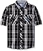 U.S. Polo Assn. Little Boys' Long Sleeve Plaid Two Pleated Pocket Sport Shirt, Black, 5/6