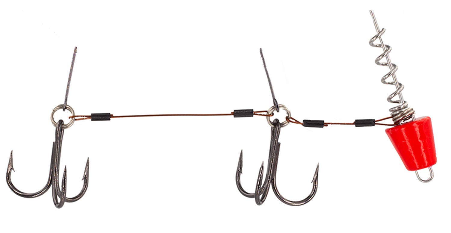FISHN Screw In Hecht Systeme - Shallow Rig mit oder ohne auswechselbaren Gewichten 5-20gr für Softlures bis 25cm mit Ultra Scharfen Mustad Haken (Switch Red)