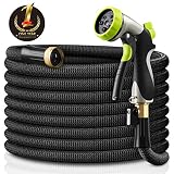 Besiter Expandable Garden Hose - 50ft Lightweight Flexible Water Hose with 3/4" Heavy Duty Brass Connectors & Shut Off Valve - Extra Strength Fabric Cover with 8 Function Zinc Alloy Spray Nozzle