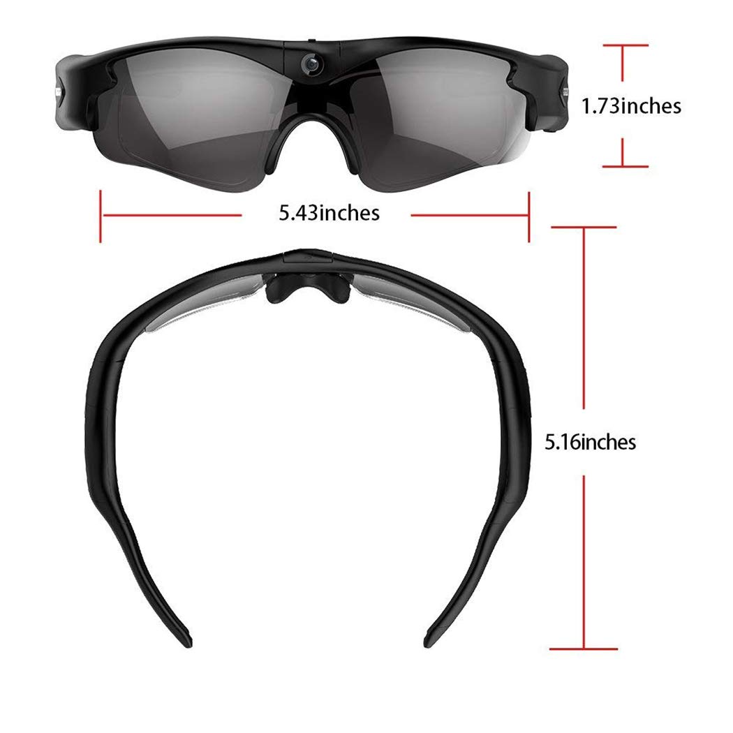 Roseni 1280x960 Resolution Camera Digital Sunglasses Climbing Eyewear Video Recoder (Black)