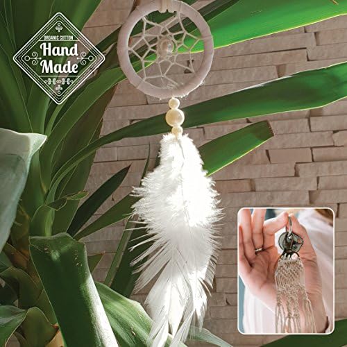 Royal Bud Dream Catchers White Mini with a Cotton Key Chain Woven and Knitted Macrame