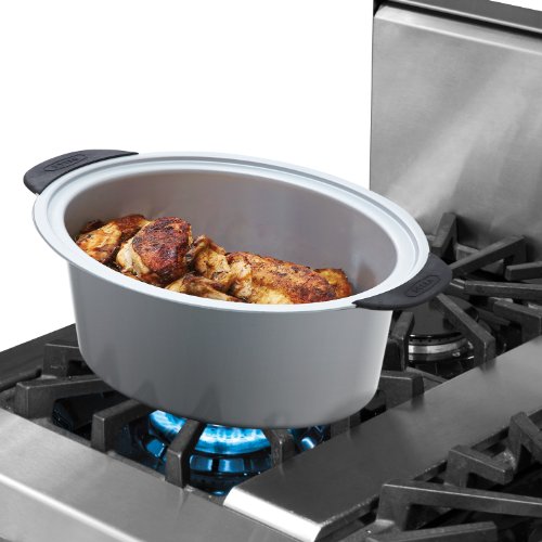 BELLA (14124) 6.5 Quart Programmable Searing Slow Cooker with Locking Lid, Chrome The Home