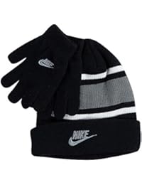 Nike Boy`s Futura Foldover Beanie & Glove 2 Piece Set (Black(9A2837-KG7)/Grey, 8-20)