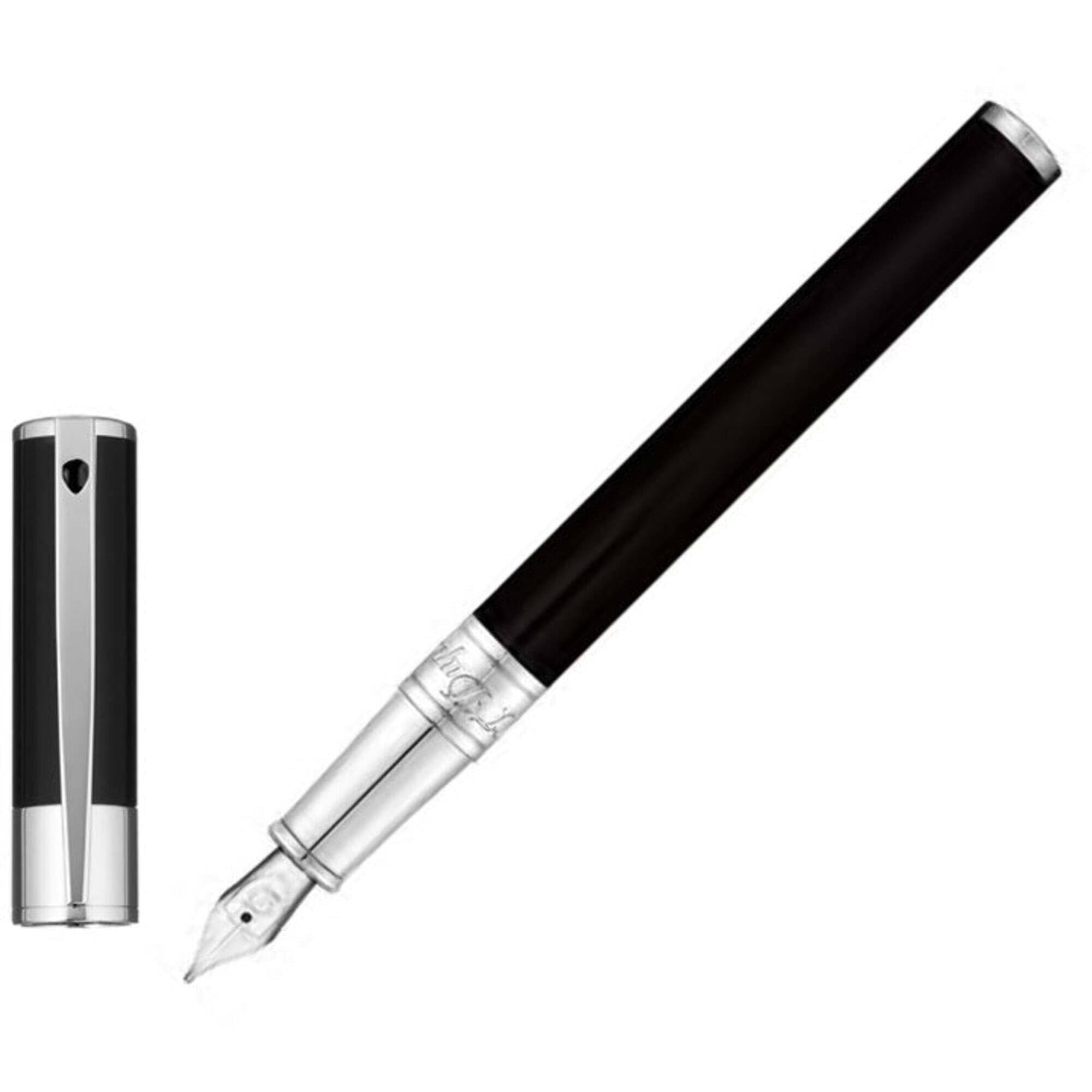 S.T. Dupont D-Initial Fountain Pen Black/Chrome,D-260203