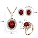 Yoursfs Ruby Jewelry Set for Women Pendant Necklace & Stud Earrings & Rings Set 18K Rose GP Wedding