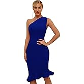 Maketina Womens Sexy One Shoulder Bodycon Bandage Dress Mermaid Cocktail Midi Dresses Trendy 2025