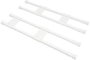 AMVINER RV Refrigerator Bars, Double Spring Tension Rods Keeping Things in Place, Rv Fridge Accessories Suitable for Travel Trailer Camper, 2 Sets White