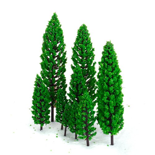10pcs Mixed Green Model Trees Train Railway Park Scenery Landscape O Scale - Thumbnail 5