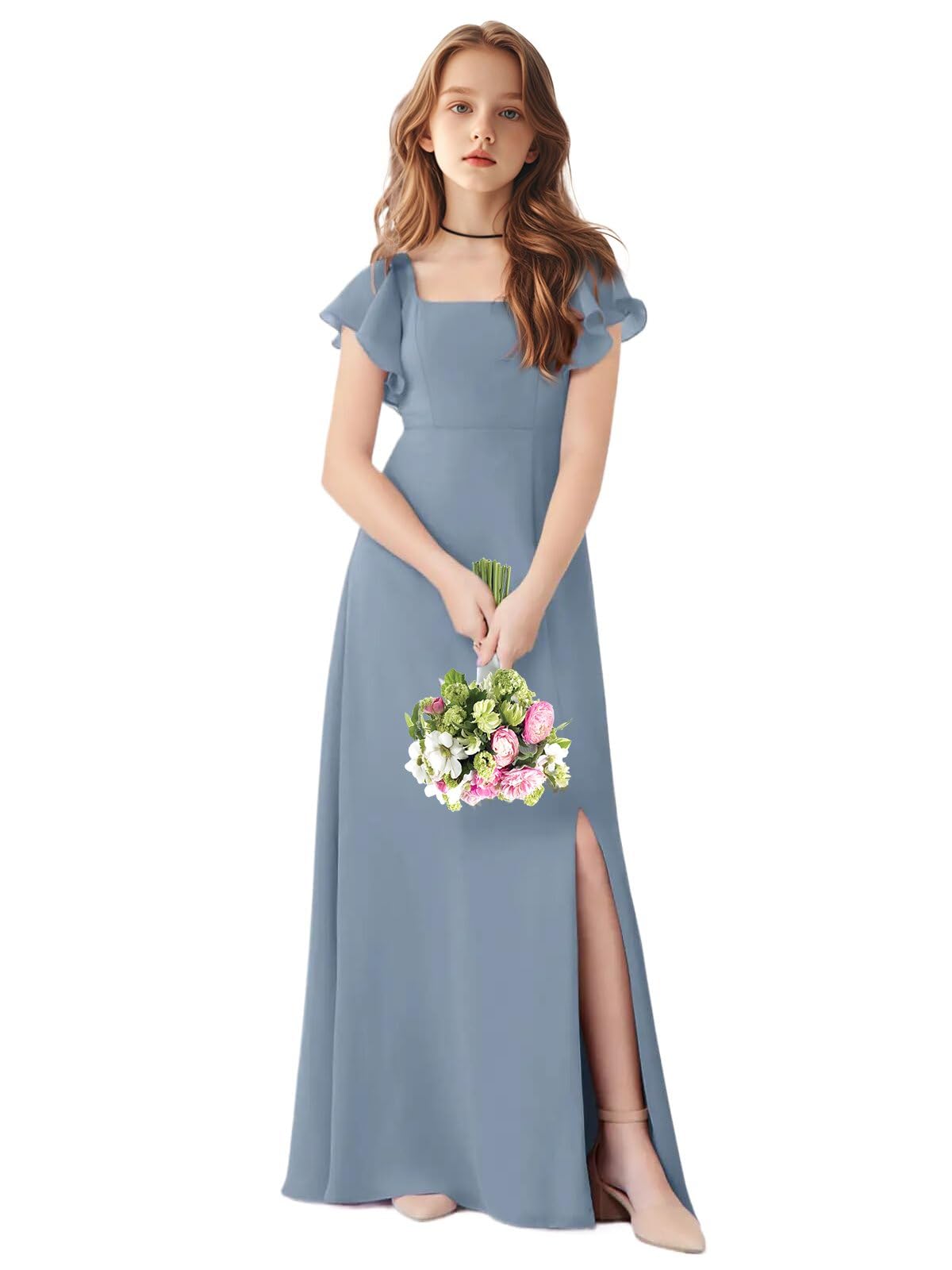 TAISHAN Junior Bridesmaid Dress for Wedding Ruffle