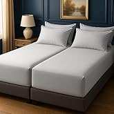 Degrees of Comfort Split King Sheet Set – 5 Piece Deep Pocket Sheets with Coolmax Moisture-Wicking Microfiber, Dual Fitted Sheets, Wrinkle Resistant, Light Grey