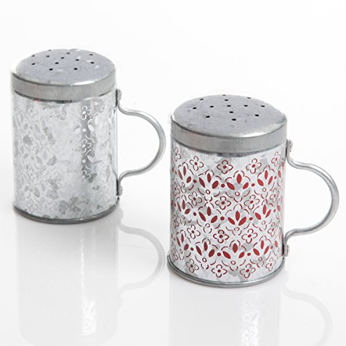General Store by Gibson 115979.02RM Home General Store Hollydale Salt and Pepper Set, Galvanized Steel, 1, Red
