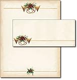 Antique Horns Christmas / Holiday Letterhead & Envelopes - 40 Sets