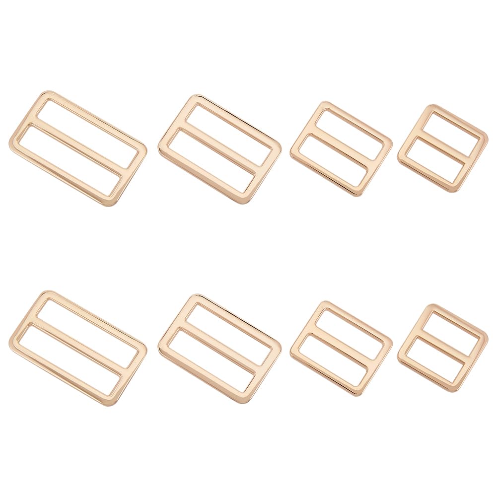 GORGECRAFT 8Pcs 4 Styles Metal Slide Buckle Alloy Flat Adjuster Tri-Glide Bag Belt Slider Webbing Strap Keeper Button Fasteners Purse Making Accessories for Shoulder Bag Handbag Purse Light Gold — image 1