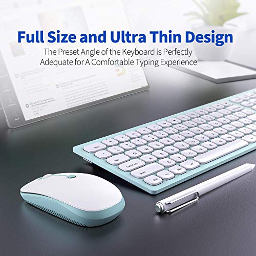 Rechargeable Wireless Keyboard and Mouse Combo, Cute Keyboard and Mouse